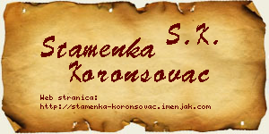Stamenka Koronsovac vizit kartica